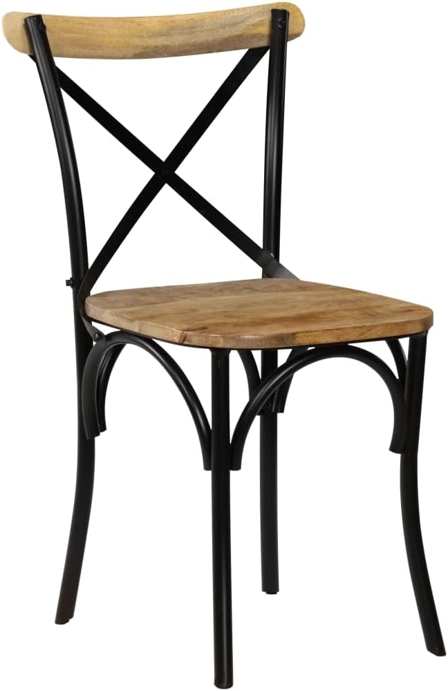 Cross Chairs 2 pcs,Patio Chairs,Porch Chairs,Outdoor Chairs,Lounge Chairs,Library Chairs,Hospitality Chair,for Room,Living Waiting,Farmhouse,Coffee Shop,Outdoor,Black Solid Mango Wood