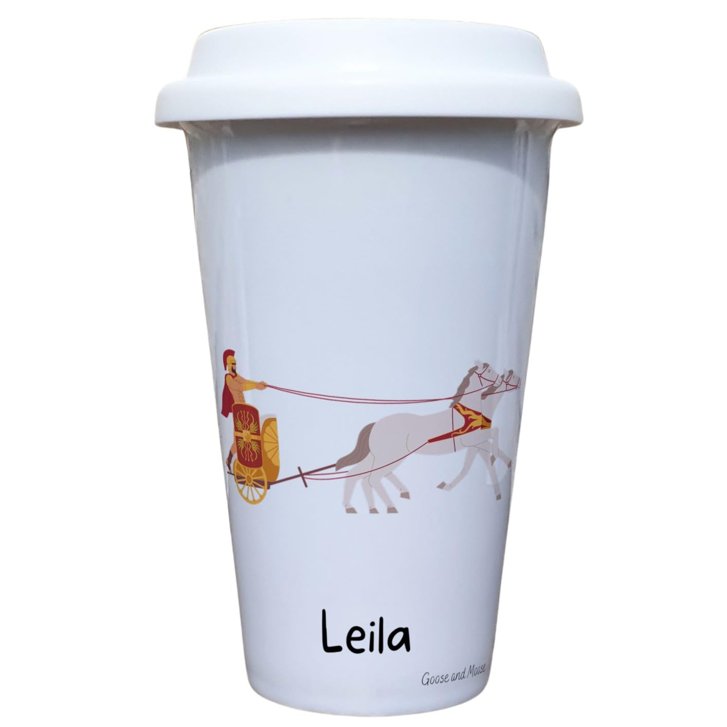 Chariot Travel Mug Personalised - Gift for Ancient Rome Lover - Personalised History Thermal Ceramic Insulated Travel Mug