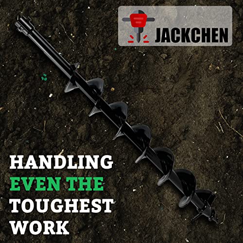 JACKCHEN 4\" × 31\" Auger Bit for Earth Auger,Digger Post Holes Replacement Earth Digger Planting Drill Bit, Garden Tools Spiral Hole Drill Planter for Bulb Planting, Fence Post, Umbrella Holes - Thumbnail 3