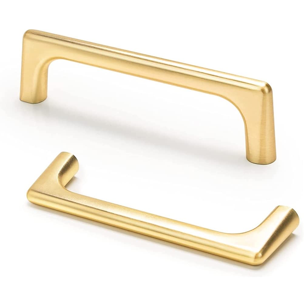 Ansiedio Brushed Copper 2 Pieces Kitchen Cabinet Handles Hole Distance 128Mm Brushed Brass Cupboard Handles Drawer Handles Zinc Alloy Wardrobe Handles