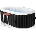 Blow Up Hot Tub 4-6 Person, Inflatable Spa Square Portable Outdoor Hottub, 130 Soothing Bubble Air Jets, Cover, 2 Filter Cartridges, Grey