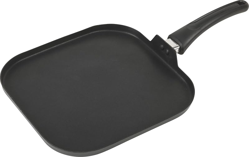 Sartén cuadrada de 11 pulgadas, sartén de aluminio antiadherente, calentamiento uniforme, mango ergonómico, perfecta para huevos, tocino y desayuno, sartén pequeña, acabado negro duradero
