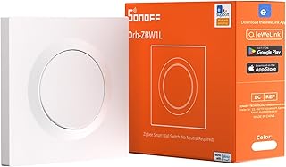 SONOFF Orb-ZBW1L Zigbee 3.0 Smart Wall Switch, No Neutral Required, 1-Gang Light Switch, Works with Alexa & Google Assista…