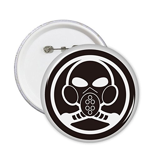 Masque à gaz motif broches rondes XXL en lot de 5 badges noirs et blancs pour vêtements