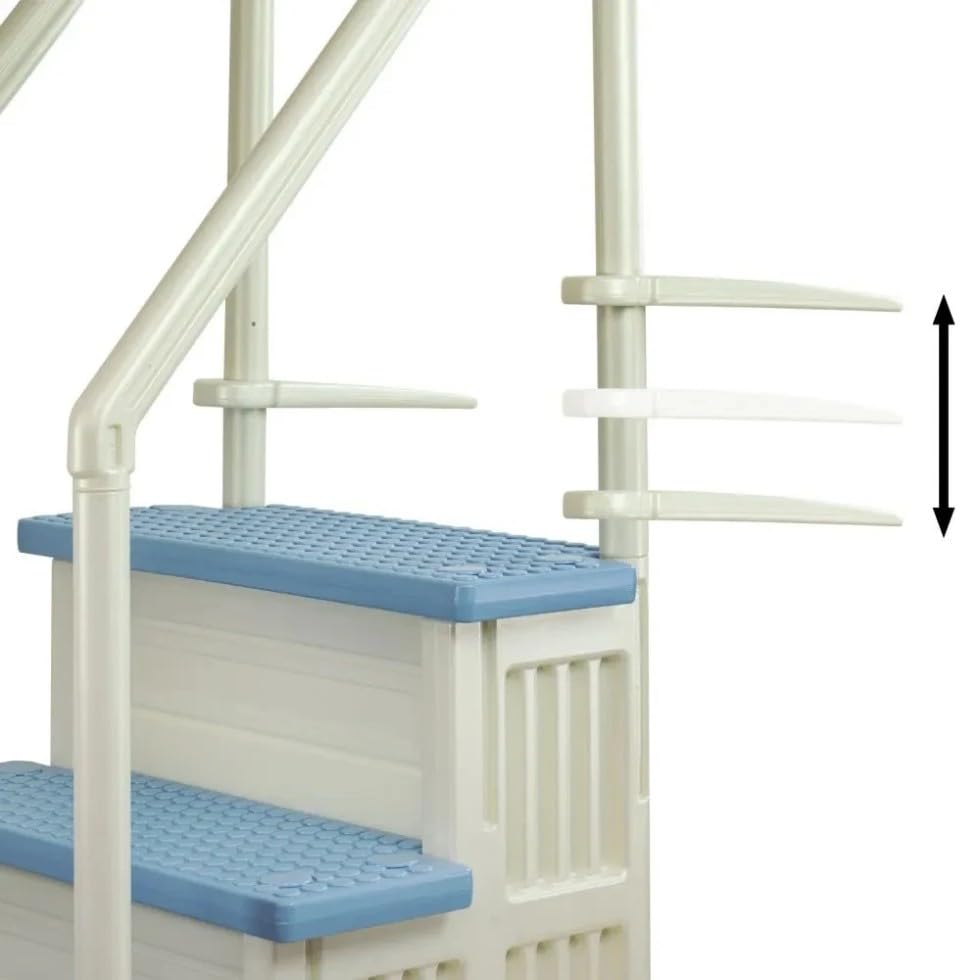 Escalera para piscina blanca con peldaños azul miniatura 4