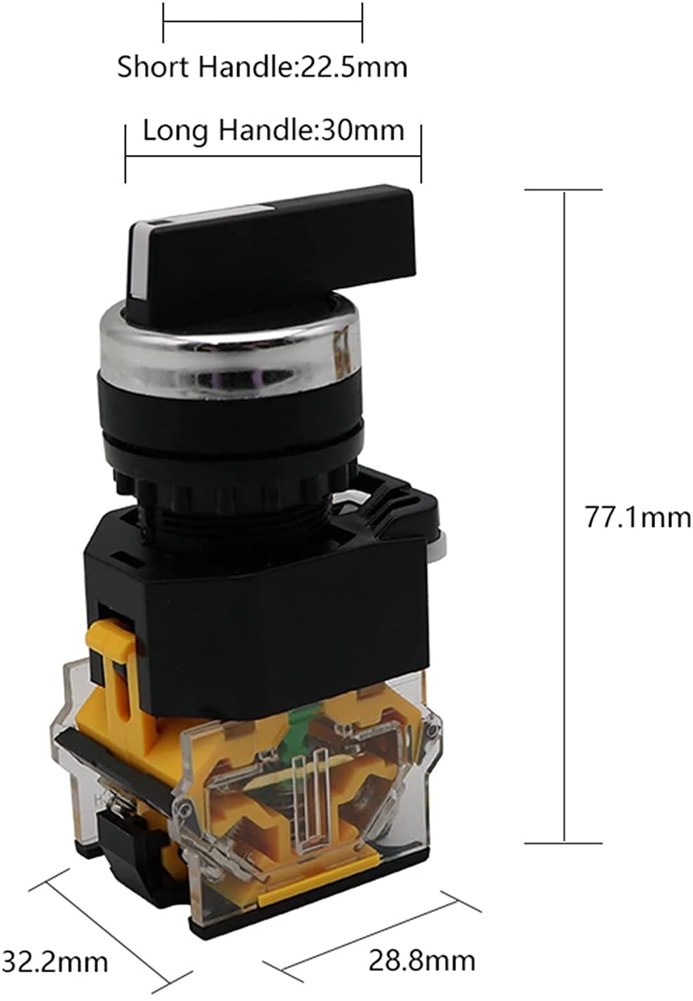 Perilla selectora de 22 mm, interruptor giratorio de enclavamiento momentáneo 2NO 1NO1NC 2 3 posiciones DPST 10A 400V, interruptor de encendido/apagado
