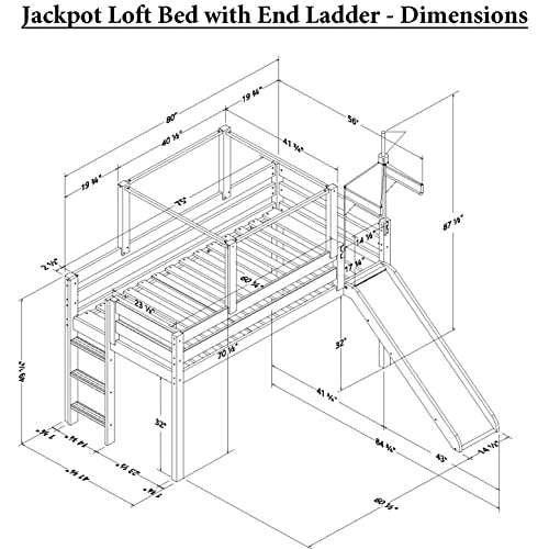 Jackpot! Castle Low Loft Bed With Slide Gray Camo Tent And Tower, Loft Bed, Twin, Gray #TOP6