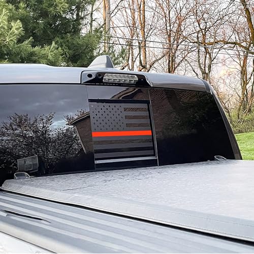 Image of Xinghe for 2019 2020 2021 2022 2023 2024 2025 Chevy Silverado GMC Sierra, Rear Middle Window American Flag Decals Stickers for Truck (Matte Black Red Line, for 19-25 Sierra Silverado)