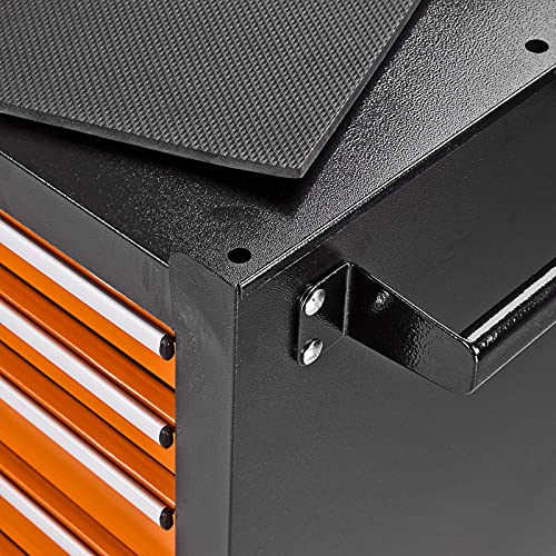 DEMA Werkstattwagen Werkzeugwagen Werkstattrollwagen mit Werkzeug Handwerkzeug 100-tlg. orange – Bild 6