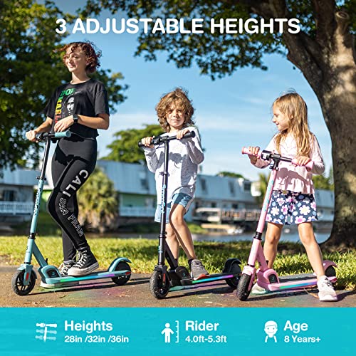 Smoosat E9 Pro Electric Scooter For Kids, Colorful Rainbow Light, Led Display, Adjustable Speed And Height, Foldable, Ages 8 And Up #TOP3