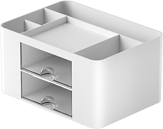 Desk Organizer with Drawers, Multi-Functional Office Organization for Desk with 7 Compartments, Desk Top Organizing, Desks Storage for School Office Home,White