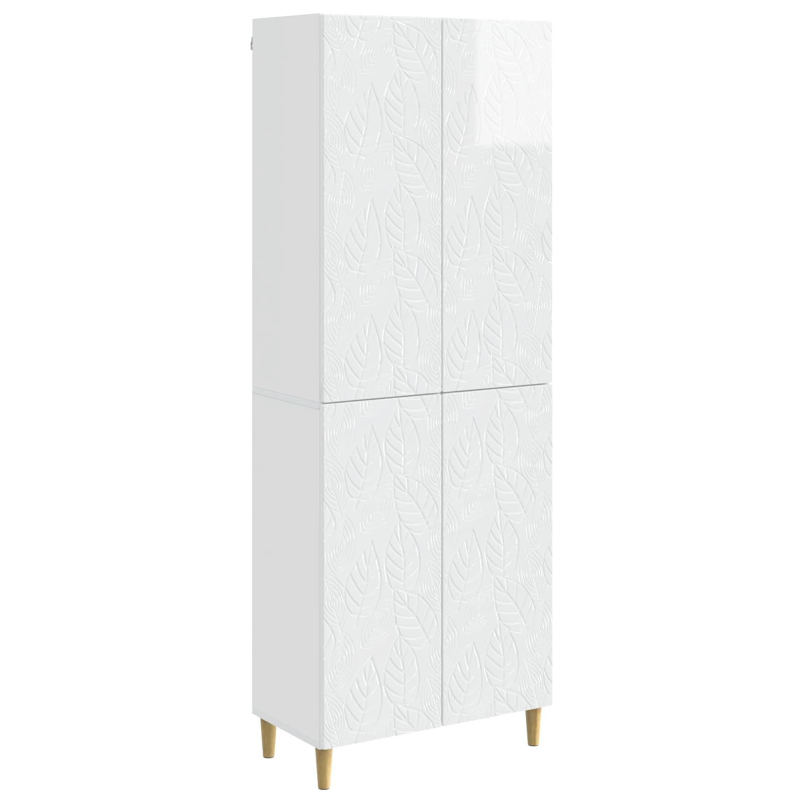Mueble de salon de madera con 4 puertas armarios blancos de gran capacidad con estante de pared