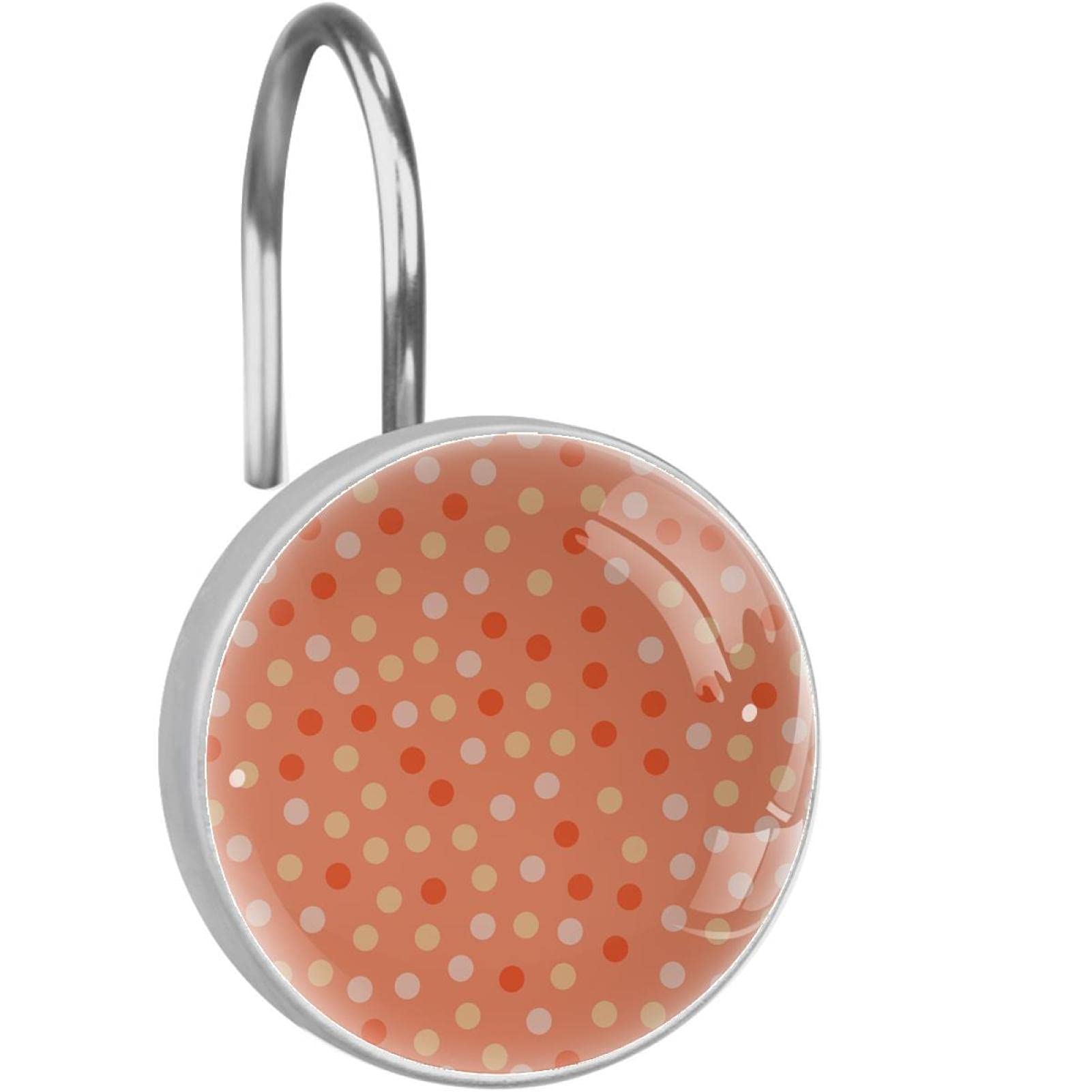 Crochets de rideau de douche en acier inoxydable durable orange à pois