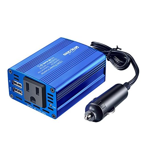 Bapdas 150W Car Power Inverter DC 12V to 110V AC Car Outlet Plug with 3.1A Dual USB Car Adapter-Blue