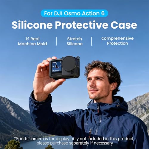 Image of ADOFYS Action Camera Accessories for DJI Osmo Action 6 with Waterproof Case + Ultra Clear Tempered Glass Screen Protector + Lens Protector + HD Front Display Lens Protector + Silicone Rubber Case