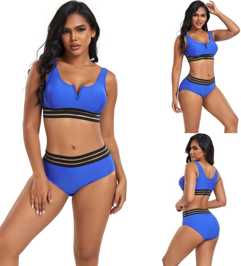 Solid Color Bikinis Set for Women Mesh Swimwear Female V-necck Swimming Wear Low Waist Bathers Lady Swimsuit