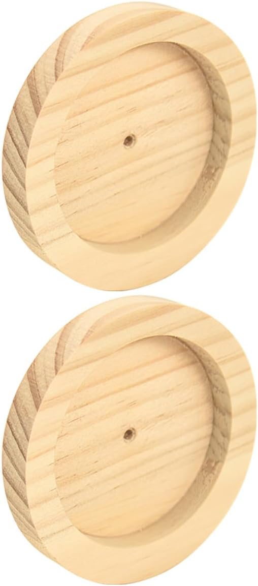 Outanaya Wood Hamster Food Dish 2pcs Round Solid Wood Hamster Bowl Anti-tip Small Animal Feeding Bowl for Pet Cage Supplies