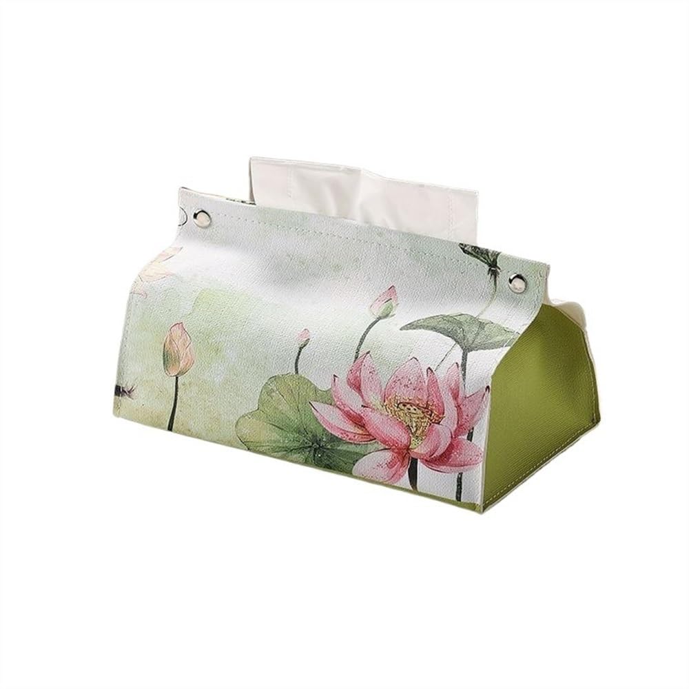 Tissue Case Tissue Box, Chinese Retro Household Holder Organizer, Artificial leather Cover Living Room Paper Drawer Bag Tissue Dispenser(Pink)