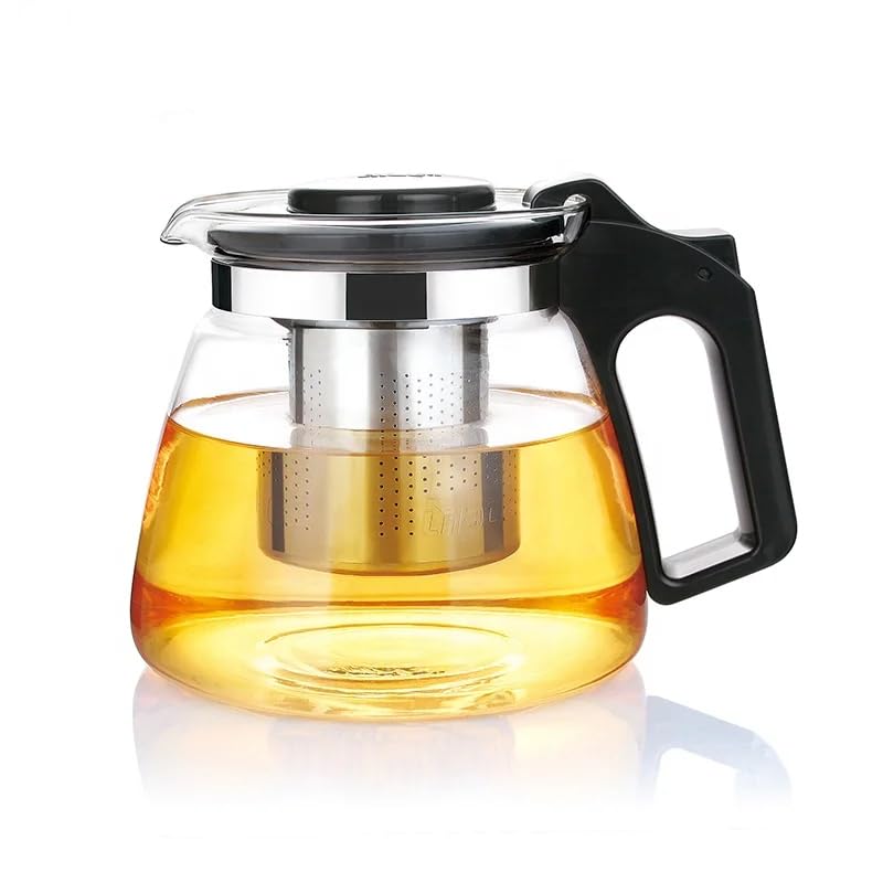 Avastro 1000ML Heat Resistant Glass Teapot Heated Container Tea Pot Good Clear Large Capacity Kettle with Filter Baskets Pack of 1