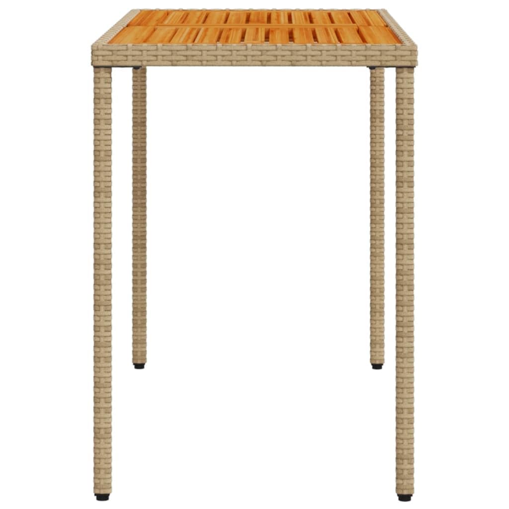 Fengshui Stół ogrodowy z blatem z drewna akacjowego, 115 x 54 x 74 cm, polirattanowy