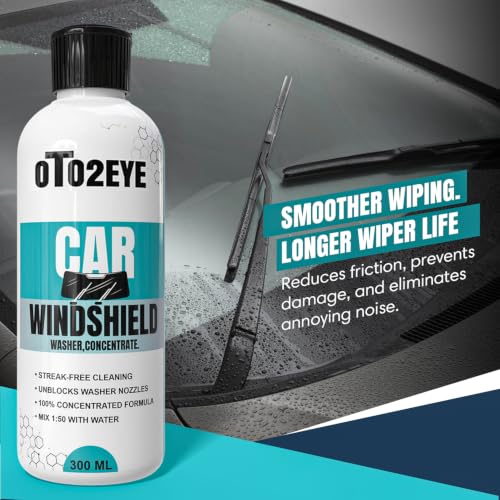 Image of OTO2EYE Car Care Cleaning Kit - 300mL Windshield Washer Fluid, 300mL Glass Cleaner, Interior Cleaner & Protectant with UV Protection, Microfiber Towel (Pack of 4)