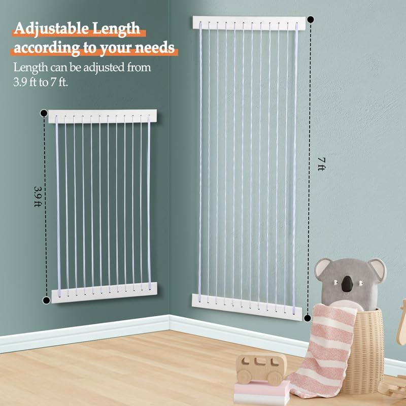 Miniatura 2 de VOMELON Almacenamiento de animales de peluche de madera suave para habitación de los niños, soporte de pared para colgar en la puerta, organizador