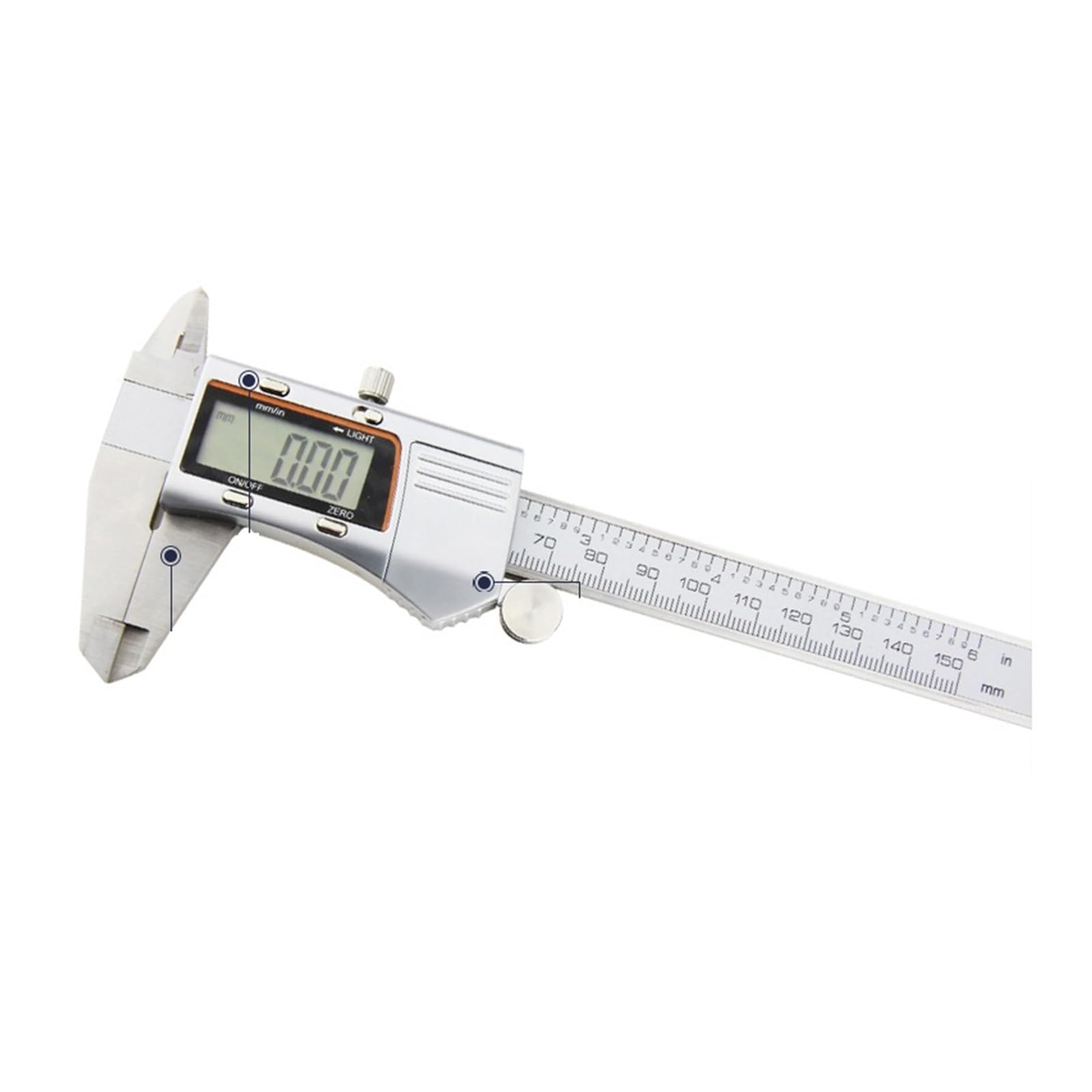 BDAYEK Vernier calipers Light Caliper With Night Display Digital Metal Stainless Steel MaterialGauge Depth Measuring Tools 0-150mm/6In(Light Caliper)