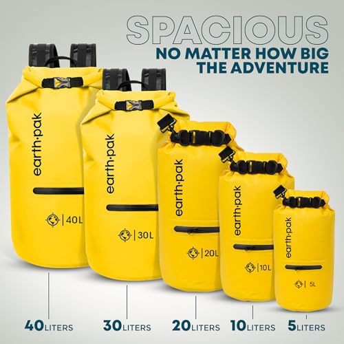 Image of Earth Pak- Waterproof Dry Bag with Front Zippered Pocket Keeps Gear Dry for Kayaking, Beach, Rafting, Boating, Hiking, Camping and Fishing with Waterproof Phone Case