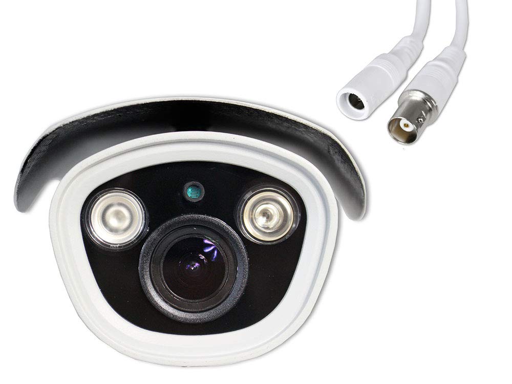 Vetrineinrete® Telecamera bullet AHD fullhd 1080p 3 mpx 2 led array infrarossi lente varifocale 2.8-12mm videocamera di sorveglianza sicurezza 9103AHD casa balcone