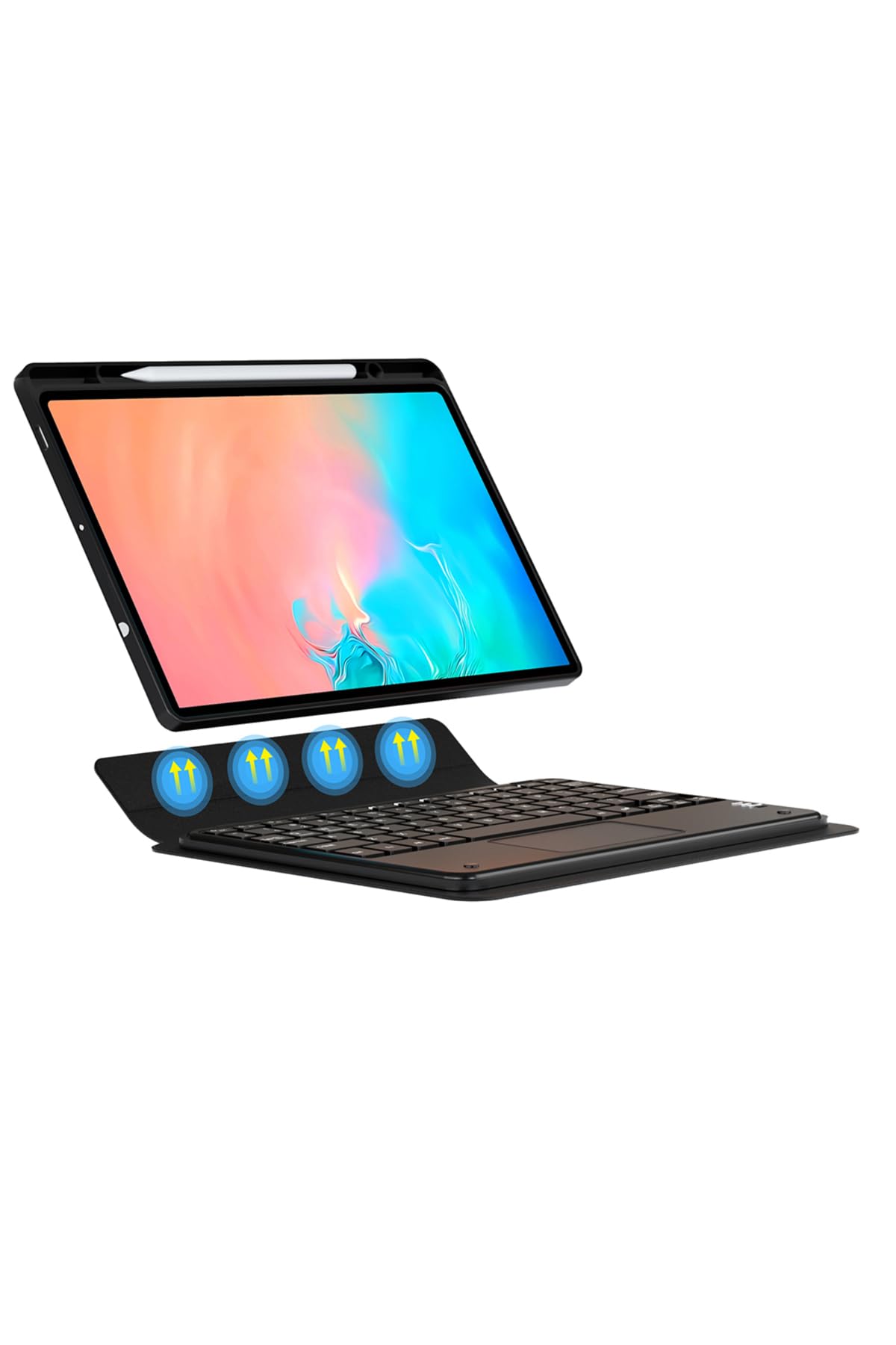 CONSTRAIN - Galaxy Tab S10 FE Border Keyboard Bluetooh Bağlantılı Standlı Klavyeli Tablet Kılıfı - Siyah
