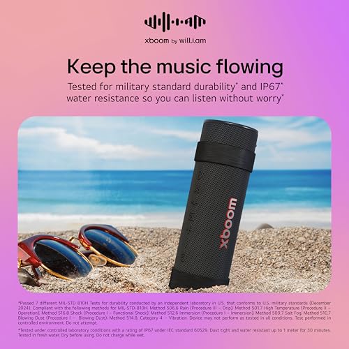 LG xboom Grab Core by will.i.am, Portable Outdoor Bluetooth Speaker for Sports and Athletes, up to 19 Hours, IP67 Dust and Water Resistant, Adjustable Carrying Straps. Perfect for Biking and Hiking image 4