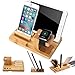 Produktbild Handy Tablet Holz Organizer Multi Ständer Universal Ladestation für Smartphone, iPhone, iPad, E-Reader und mehr Birke