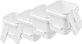 House Naturals 2 Gallon Square Food Grade Bucket Pail with Lid ( Pack of 4) Made in USA containers