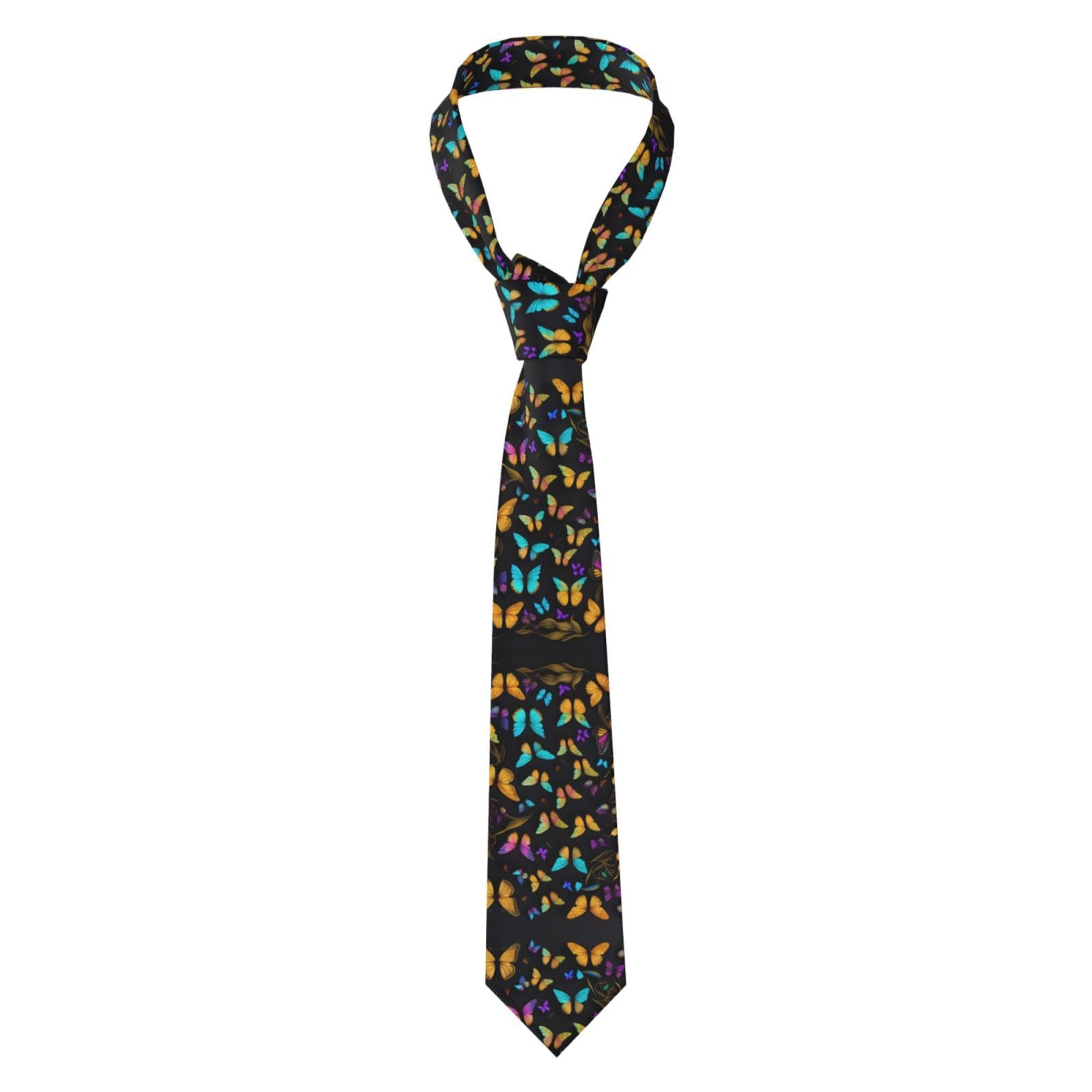 XZDZDG Modern hand drawn butterfly Men's Necktie: Soft and Comfortable Fabric, Durable Design, Perfect for Business and Special Occasions, Black, One Size