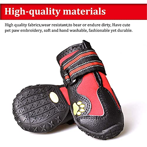 Covertsafe& Dog Boots For Dogs Non-Slip, Waterproof Dog Booties For Outdoor, Dog Shoes For Medium To Large Dogs 4Pcs With Rugged Sole Black-Red, Size 6: （2.9''X2.5'')(L*W) For 52-70 Lbs #TOP1