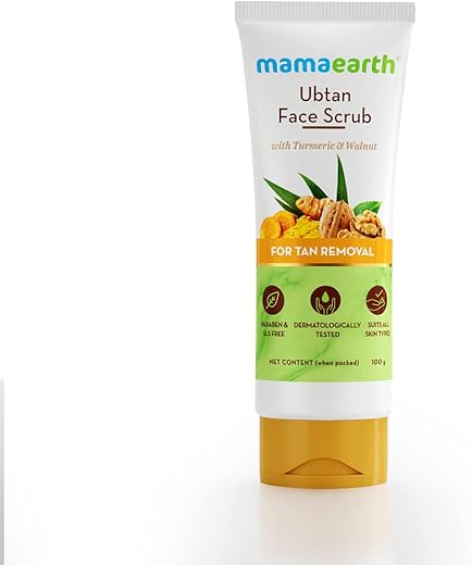 Mamaearth Ubtan Scrub For Face with Turmeric & Walnut for Tan Removal – 100g