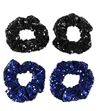 4 Pcs Sequin Hair Scrunchie Hair Bobbles Metallic Elastics Ponytail Holders Hair Wrist Ties Bands Cl