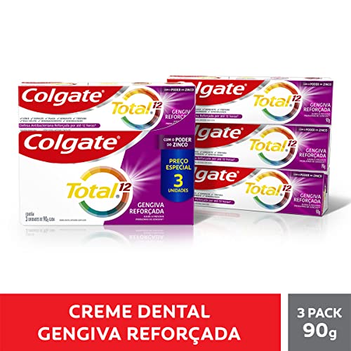 Colgate Creme Dental Total 12 Gengiva Reforçada 90G 3 Unid