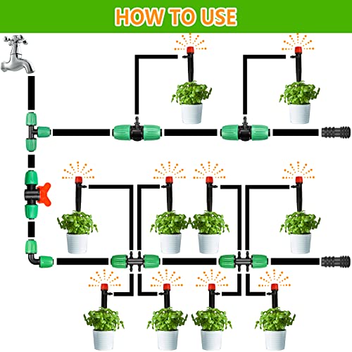 Joypro Drip Irrigation Fittings For 1/2" Tubing((0.60"-0.63" Od) To 1/4" Irrigation Tubing, 12 Pieces Barbed Tee Drip Fittings Twist Locked 6 Way Connectors For Drip Irrigation Hose (13Mm Id / 4Mm Id) #TOP6