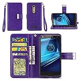 Motorola Droid Turbo 2 Case - IZENGATE [Classic Series] Wallet Cover PU Leather Flip Folio with Stand (Purple)