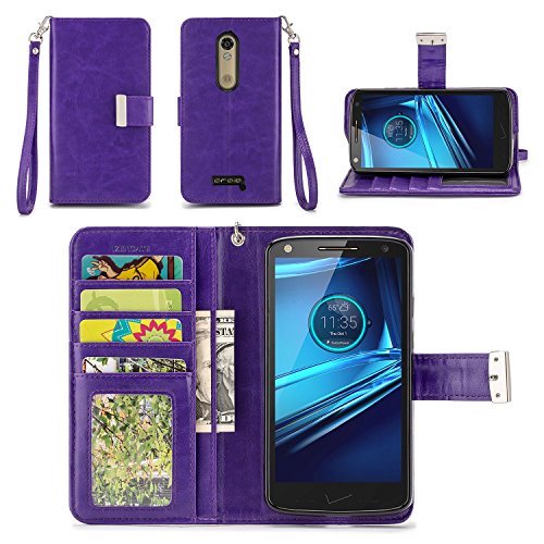 Motorola Droid Turbo 2 Case - IZENGATE [Classic Series] Wallet Cover PU Leather Flip Folio with Stand (Purple)