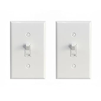 Toggle Light Switch with Wall Plate 2 Pack Toggle Switch for LED, CFL and Incandescent Light Lamp Bulbs, Single Pole or 3-Way, On/Off Switch, Glossy White