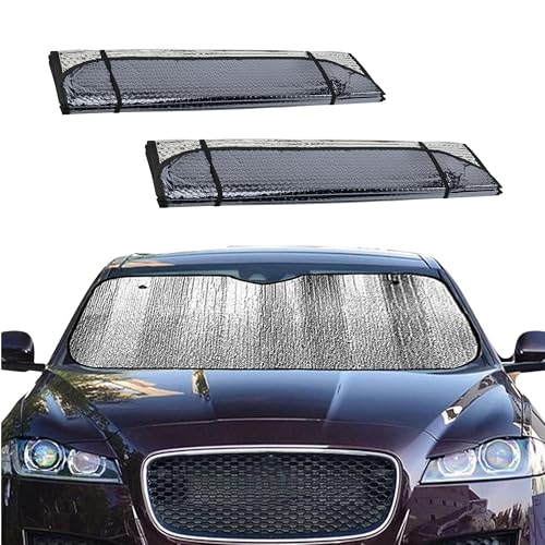 YASTA 2 Pezzi Parasole Auto Per Parabrezza Camper Protezione Cruscotto con Ventose 140x70cm Vari colori Tenda parasole Auto Schermo Parasole Riflettente calore Anti raggi UV