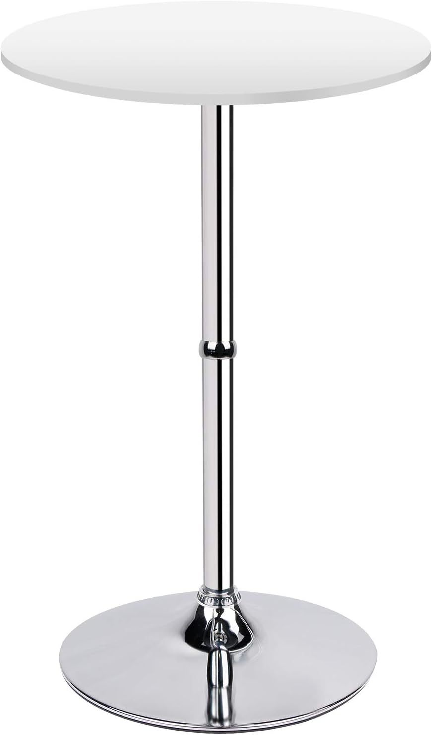 Leopard Outdoor Products MDF Round Top Not Adjustable (41 INCHES Height) Bar Table, Pub Table with Silver Leg and Base (White)