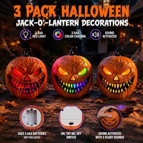 Decoración LED Halloween sin cables para evitar zonas apagadas en pasillos con sonido 6