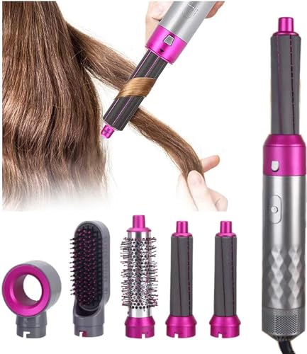 Rizador Secador de Pelo cepillo de aire caliente Voluminizador giratorio Multifuncional 5 En 1 Rodillo Girar Styler Peine Styling Curling Iron