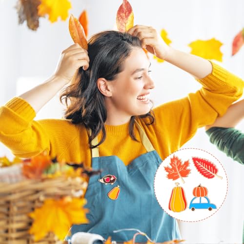 Giegxin 40 Pcs Thanksgiving Enamel Pins Bulk Fall Autumn Lapel Decorative Pins Cuteturkey Maple Leaf Pumpkin Brooch for Backpacks Clothes Bags Accessories Gifts