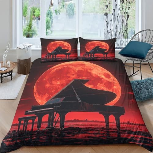 Housse de couette RedMoonPiano en microfibre premium lit Super King chic - 4