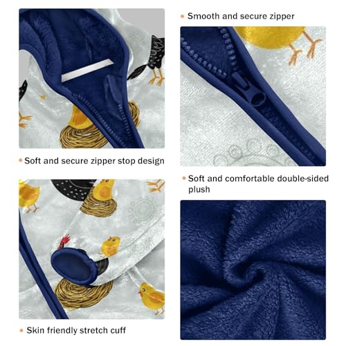 Chicken Nest Bird Pattern Toddler Fleece Jacket Girl Boys Hooded Fleece Jacket Coat Warm Outwear Zip-up 3-10T3