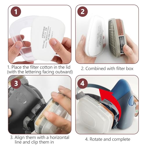 6001 Filter für Atemschutzmaske, für 3M Filter mit 80 Stück Filterpatronen + 4 Filter und 4 Abdeckkappen, Organic Vapor 6001 Patronen Chemischer Farbfilter Kompatibel mit 6200, 6800, 6502 usw.